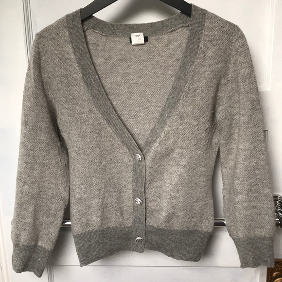 JCrew grey elegant sparkle cardigan sweater S - Picture 1 of 6